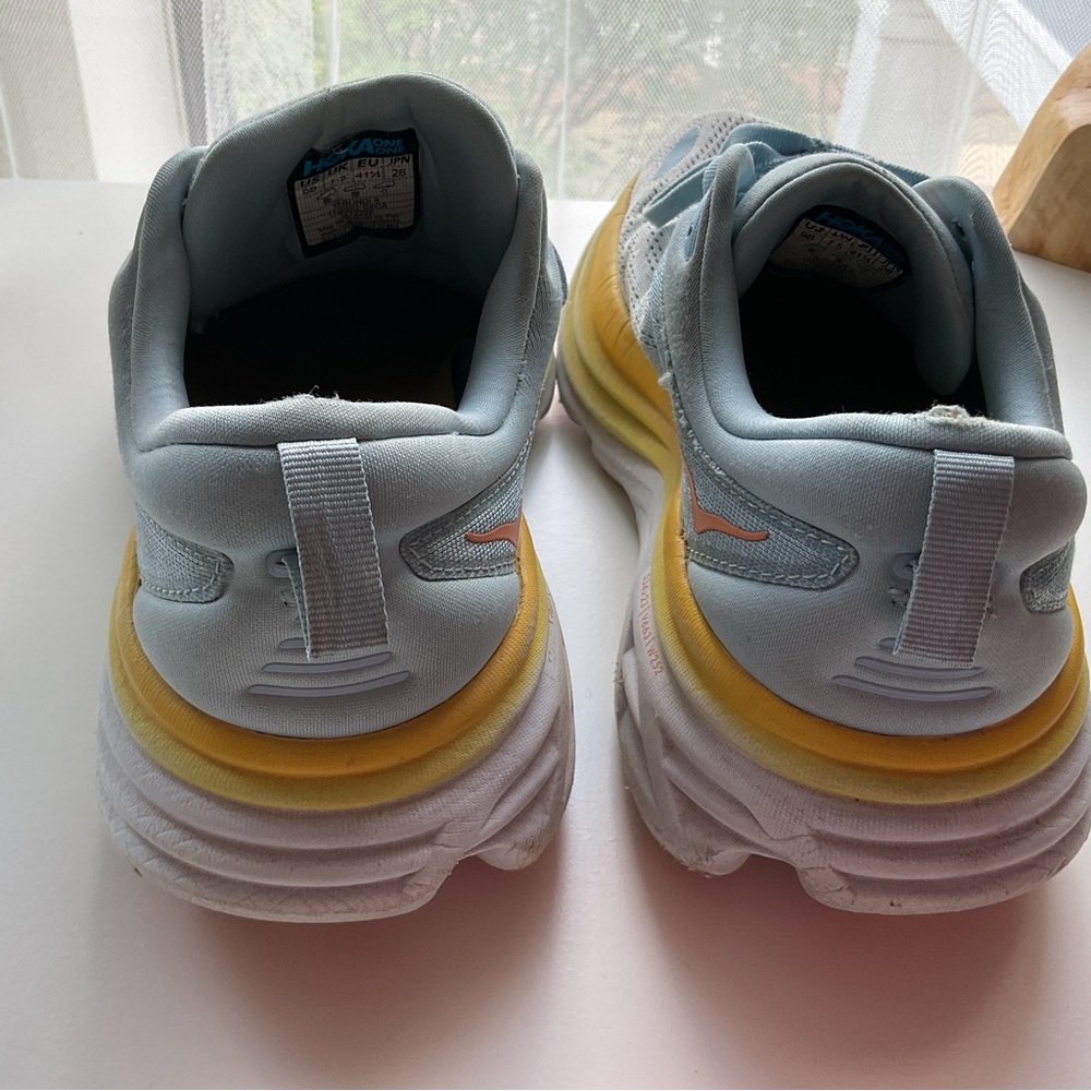 Hoka Women's Light Blue White Yellow Running Shoes - Picture 4 of 10